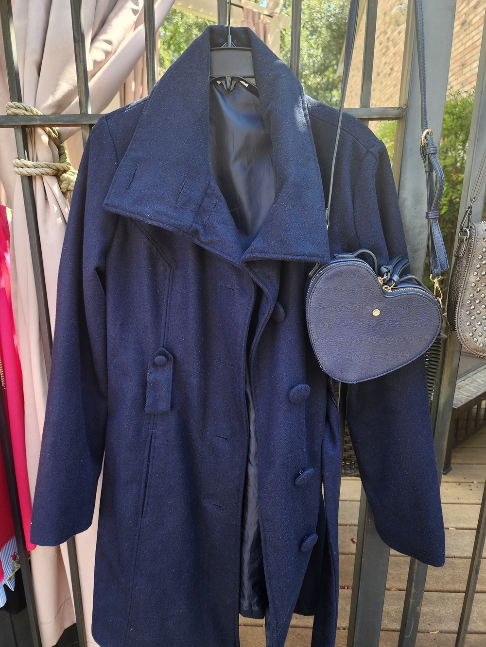 Classic Double-Breasted Navy Pea Coat - Women's Tailored Winter Coat